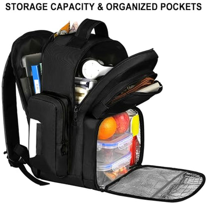 MATEIN Lunch Backpack for Men Work, 15.6 Inch Tactical Backpack with Lunch Compartment, Large Laptop Backpacks with Insulated Cooler Bag for Travel Beach Camping Picnic Hiking, Black - color: Black