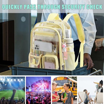 Clear Backpack Heavy Duty Transparent Backpacks Stadium Approved for School Work Sport Travel (Light Yellow) - color: Light Yellow