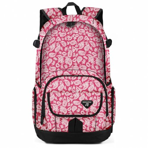 rickyh style School Backpack Travel Bag for Men & Women Lightweight College Back Pack with Laptop Compartmen - color: 04hongmao