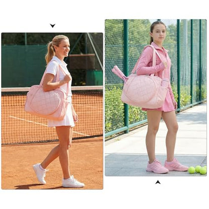 YEEGO DIRECT Tennis Bags for Women, Tennis Backpack Pickleball Racket Bags,Water-Resistant Sling Tote Padel Bag for Pickleball Tennis Badminton, Cute Gifts for Women Girl, Duffle Bag Gym Travel - color: PINK