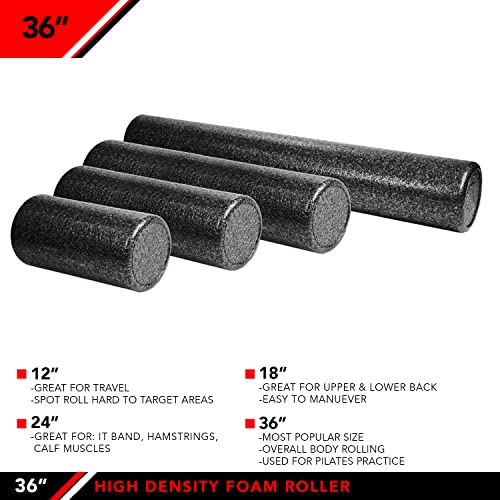 JFIT High Density Foam Roller – EPP Deep Tissue Massage Roller for Muscle Recovery, Myofascial Release & Stretching - color: Solid Purple, size: 36-Inch