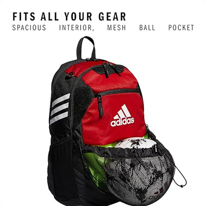 adidas Stadium 4 Soccer Backpack – Team Sports Bag with Ball Pocket, 36L - color: Power Red/3.0
