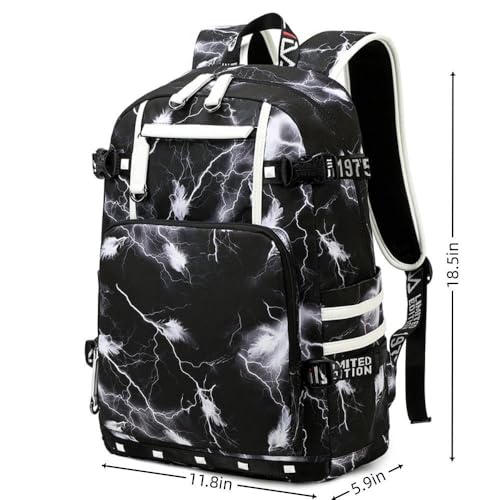 Basketball Player Tatu-m 0 Student Backpack Men's and Women's Laptop Backpack Ultralight Travel Backpack Schoolbag (Black and White1) - color: Black and White1