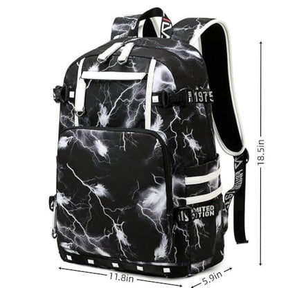Basketball Player Tatu-m 0 Student Backpack Men's and Women's Laptop Backpack Ultralight Travel Backpack Schoolbag (Black and White1) - color: Black and White1