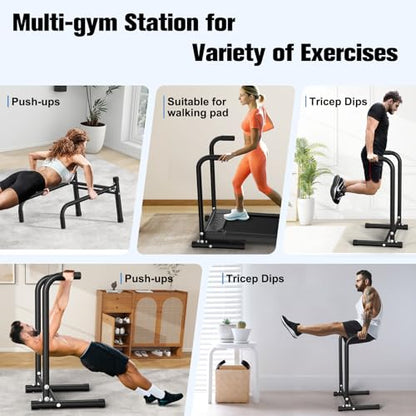 RELIFE REBUILD YOUR LIFE Dip Station Functional Heavy Duty Dip Stands Fitness Workout Dip bar Station Stabilizer Parallette Push Up Stand - color: Black-02