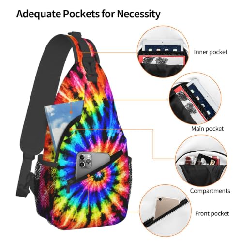Sling Backpack Unisex Crossbody Chest Bag Shoulder Chest Bag For Women Men Hiking Travel - color: Tie Dye