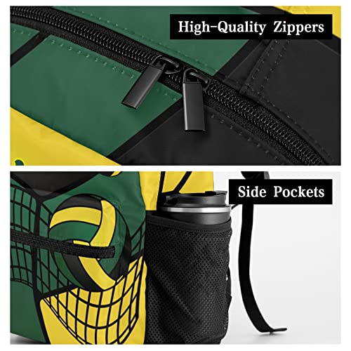 Volleyball Green Gold Black Backpack Shoulder Shopping Bag Travel Casual Bags with Name Text - color: Backpack 20