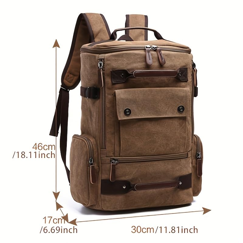 Kamlui Laptop Backpack for Men 15.6-inch Travel - Satchel Purse Computer Case Laptop Bag Large Capacity Haking Weekender Fashion Canvas Khaki - color: Khaki-501