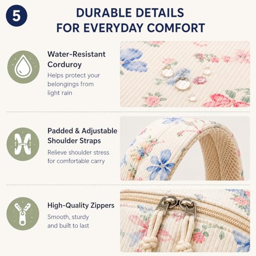 Bluboon School Backpack Set Girls Womens Laptop Bookbag Casual Daypack Fits 15 inch Laptop with Lunch Tote Bag and Pencil Bag - color: Pink Blue Bow 236 Beige