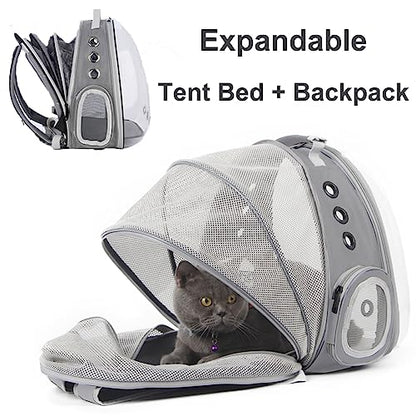 Back Extension Cat Travel Carrier Backpack (Grey, Clear Window) - color: Grey