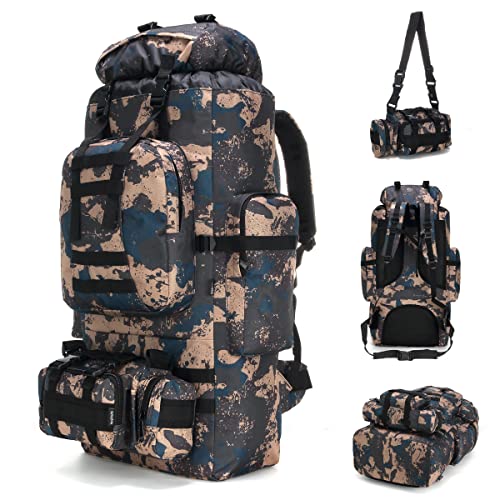 100L Camping Hiking Backpack,Molle military Tactical rucksack backpack,Waterproof Lightweight Hiking Backpack - color: Bluecp