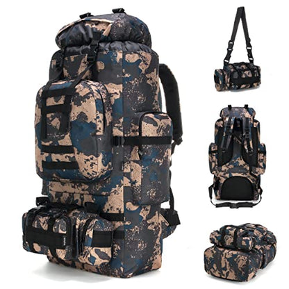 100L Camping Hiking Backpack,Molle military Tactical rucksack backpack,Waterproof Lightweight Hiking Backpack - color: Bluecp