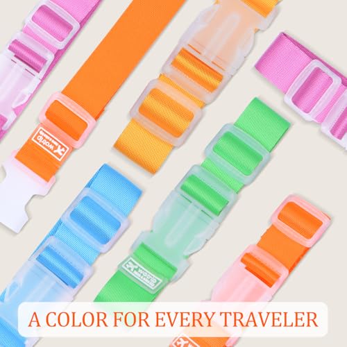 5pcs Luggage Belt, Colorful Carrying Clip Buckle, Travel Portable Luggage Straps, Adjustable Luggage Travel Belt Accessories, Practical Suitcase Straps