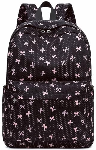 LEDAOU School Laptop Backpack for Teen Girls Lightweight 15.6 inch Bookbag for College Middle High School Women Casual Travel Daypack - color: Black