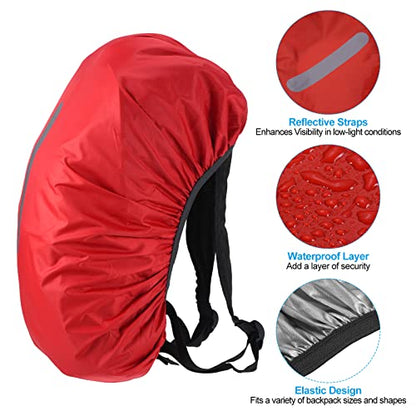 PATIKIL Waterproof Backpack Rain Cover, Non-Slip Backpack Cover with Vertical Reflective Strap Stay Dry for Hiking, Camping, Hunting - color: Red, size: X-Small