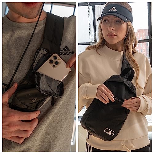 adidas Essentials Sling Small Crossbody Bag for Women and Men (5L), Bos Mini Monogram Wonder Beige/Black/2.0, One Size - color: Bos Mini Monogram Wonder Beige/Black/2.0
