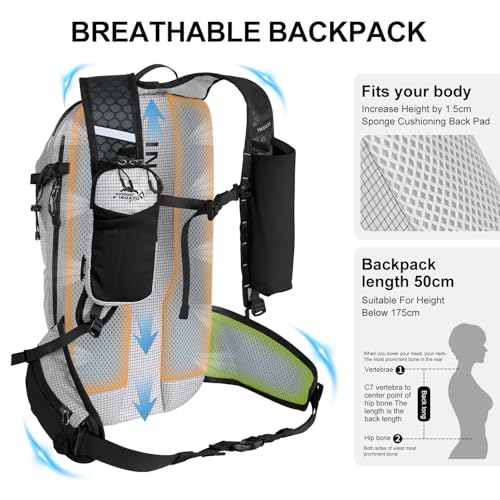 IX INOXTO Hydration Backpack, 20L Multipurpose Hiking Backpack with 2L Water Bladder, Water Backpack Insulated Hydration Pack Ideal for Hiking and Cycling - color: White