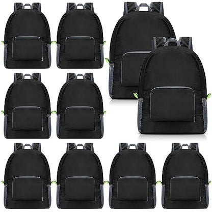 Jexine 10 Pcs Backpacks in Bulk 16.5 Inches Back Pack Basic Backpack for Adult Lightweight Outdoor Travel Book Bags(Black) - color: Black