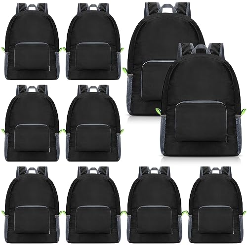 Jexine 10 Pcs Backpacks in Bulk 16.5 Inches Back Pack Basic Backpack for Adult Lightweight Outdoor Travel Book Bags(Black) - color: Black