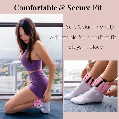 AMOYOU Wrist & Ankle Weights for Women – 2 lb Ankle Weights (Set of 2, 1 lb Each) | Arm Weights for Women | Leg Weights for Walking, Yoga, Cardio & Strength Training - color: Pink