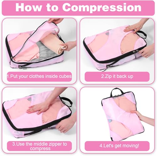 6 Pcs Set ompression Packing Cubes, Expandable Large Packing Cubes for Suitcases and Backpack, Compression Suitcase Organizers with Shoe Bag for Travel
