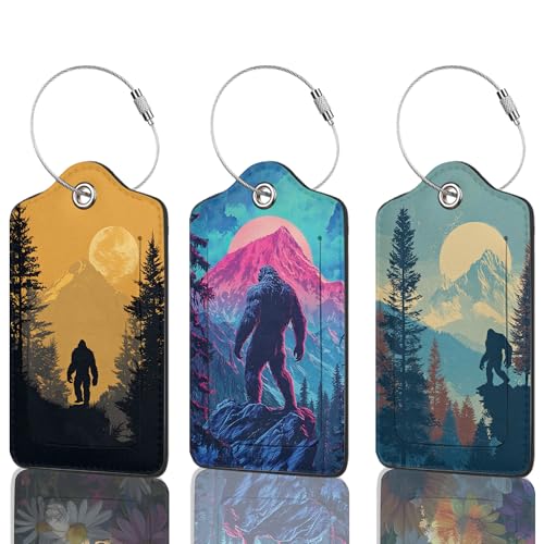 Big Foot Luggage Tag, 3 Pack Luggage Tags for Suitcases, Cute Suitcase Tags Identifiers Bag Tags with Privacy Flap, Baggage Name Tag for Women Men Luggage Backpack Handbag School Bag - color: Big Foot