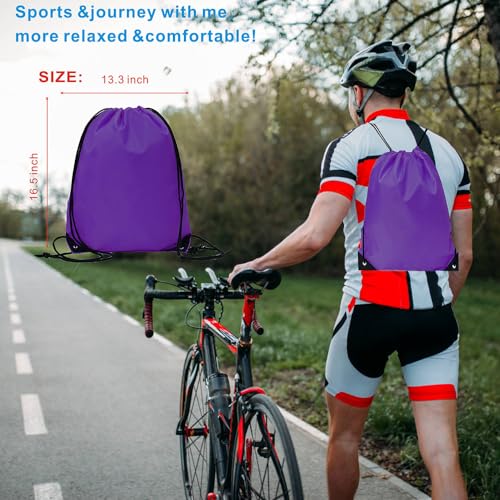 Drawstring Backpack Bulk 24Pcs Draw String Backpack Bags DIY Gym Sports Traveling Yoga Cinch Bag Sackpack Drawstring(purple) - color: Purple