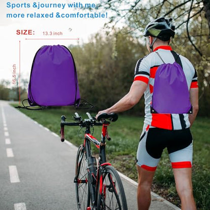 Drawstring Backpack Bulk 24Pcs Draw String Backpack Bags DIY Gym Sports Traveling Yoga Cinch Bag Sackpack Drawstring(purple) - color: Purple