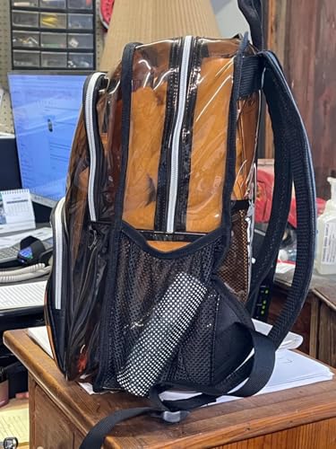 Clear Backpack, Clear Bag Stadium Large See Through Bookbag Heavy Duty PVC Transparent Backpacks for School - color: Clear Amber-1pack