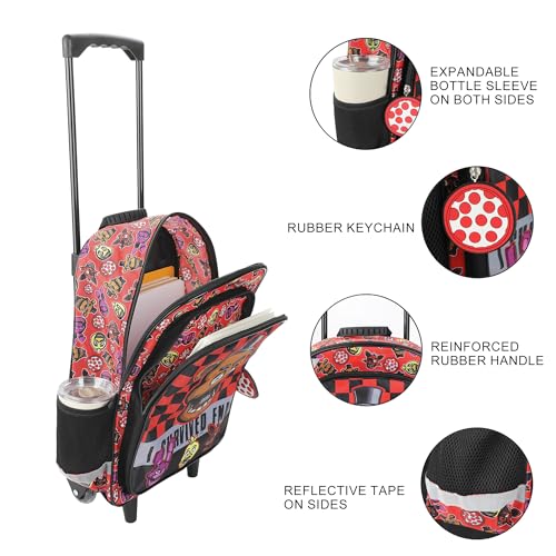 Bioworld Five Nights at Freddy's 16" Rolling Travel Backpack With Wheels And Pizza Keychain - color: Brown