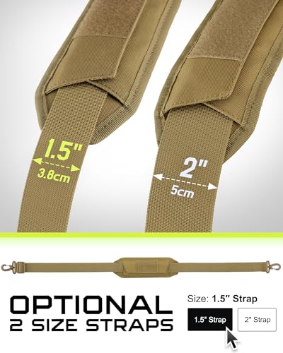 WYNEX Shoulder Strap Pad for Tactical Pouch, Universal Bag Strap with Detachable Thick Pad Single Shoulder Straps Replacement - color: Khaki, size: 1.5“ Strap