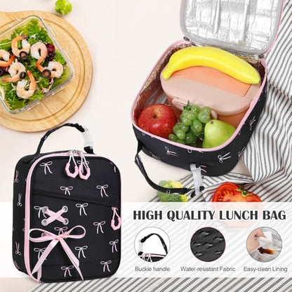 DIGOBAY Backpacks for Girls - 3PCS Girls Backpack with Lunch Box & Pencil Pouch School Backpacks for Elementary Middle High College School Bookbag for Teen Girl Kids Students Black-bow - color: Black-bow