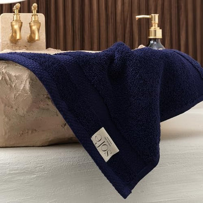 SOFE H&L | Olea Luxury Turkish Cotton Hand Towels Set of 4 Navy | Premium, Soft, Durable, Absorbent | Hotel Quality Plush Towels and Thick Towel Sets - color: Navy, size: Set of 4 (4 Hand Towels)