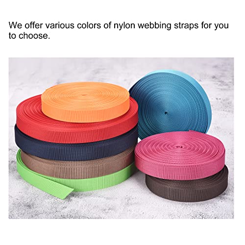 MECCANIXITY Flat Nylon Webbing Strap 1 Inch 10 Yards Neon Orange for Backpack, Luggage-rack - color: Neon Orange