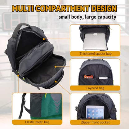 Bseash 35L Basketball Backpack, Large Sports Bag with Separate Ball compartment, for Basketball Soccer Volleyball Hiking Travel - color: Green