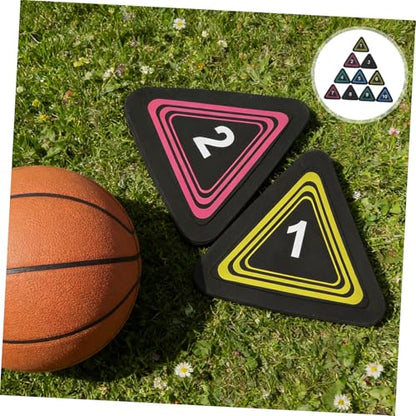 TOYANDONA 10pcs Non-Slip Football Triangle Field Markers with Numbers 1-10, Gym Agility Dots for Basketball Speed Training and Fitness Drills