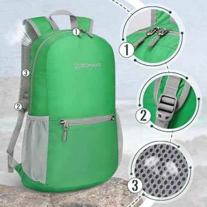 ZOMAKE Ultra Lightweight Hiking Backpack 20L, Packable Small Backpacks Water Resistant Daypack for Women Men(Grass Green) - color: Grass Green