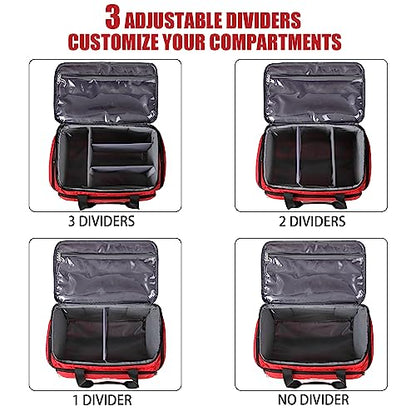 Medical Bag Rolling Roller Bag Trolley Duffel Nurses EMT CNA RN Empty for First Aid Responder Home Health Care Nursing Student Roll Duffle Bag Carry on Wheels Wheeled Work Physicians Doctor - color: Red