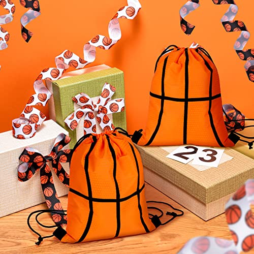 Tanlade 24 Pcs Drawstring Bags Cinch Sack Candy Drawstring Bag Goodie Favor Bags Supplies Gifts for Sports Party Men Women(Basketball,10 x 12 Inch) - size: 10 x 12 Inch, style: Basketball