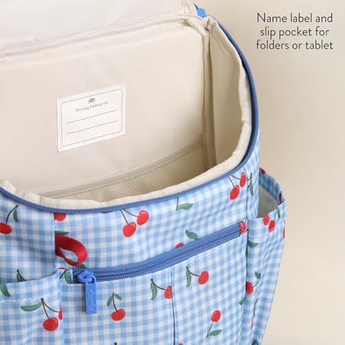 Itzy Ritzy Toddler & Kids Backpack - Lightweight Preschool & Elementary School Bag with Padded Straps, Trolley Sleeve, 2 Side Pockets, Tablet Sleeve & Name Label (Cherries) - color: Cherries
