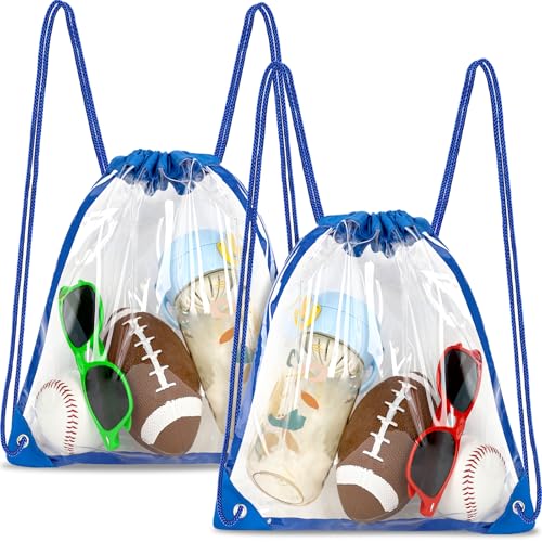 Clear Drawstring Bags for Stadium Events, 12×12 Small Clear Backpack，Concerts, Work, Festivals and Sporting Events Transparent Bag, 2Pack, Blue - color: Blue-12×12in, size: Small