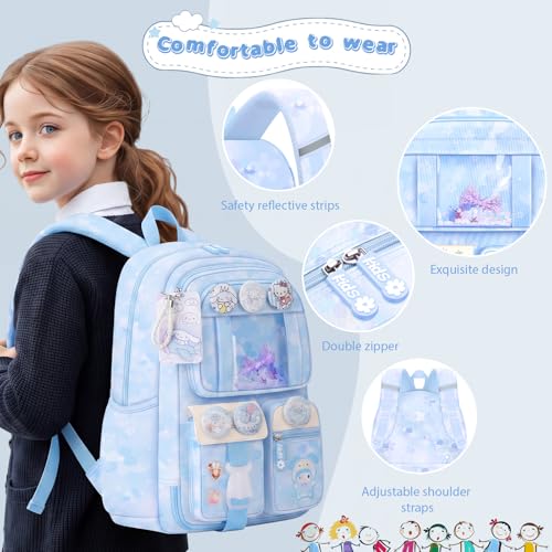 Cute Backpacks for Girls, Cute Backpack for School, Cute School Backpack for Kids Ages 6-12 - color: Blue