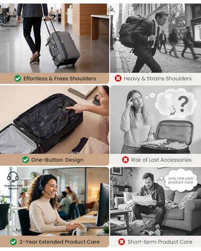 Fanwoli Rolling Vacuum Backpack Travel with One-Button Compression, Expandable Carry-On Suitcase Luggage, Approved TSA Lock & Water-Proof Laptop Compartment for Outdoor/Family/Business Trips - color: Black