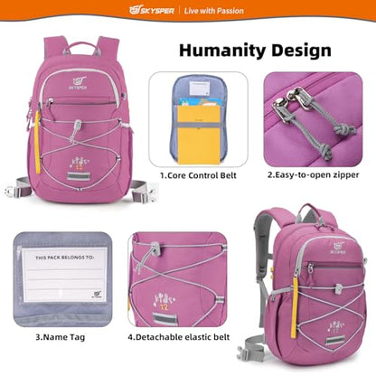 SKYSPER Kids Backpack 12L Children School Bag Child Boy Girl Pack Ages 4-8 for Traveling Day Trips Classes Camping(Purple) - color: Purple, size: Small