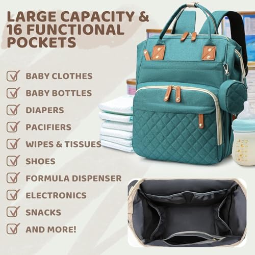 Diaper Bag Backpack for Girls Boys: Green Toddler Diaper Bag with Changing Pad Baby Backpack Diaper Bag for Mon Dad Newborn Mochila Pañaleras Bebe Niña Niño Baby Registry Search Essentials Must Haves - color: 03pale Green