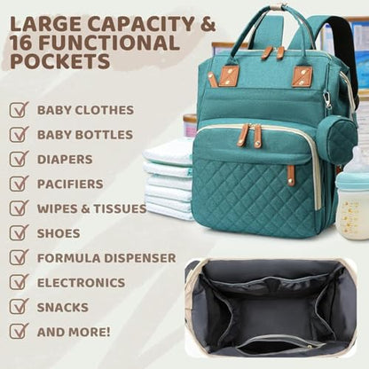 Diaper Bag Backpack for Girls Boys: Green Toddler Diaper Bag with Changing Pad Baby Backpack Diaper Bag for Mon Dad Newborn Mochila Pañaleras Bebe Niña Niño Baby Registry Search Essentials Must Haves - color: 03pale Green