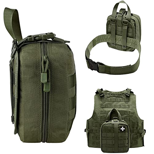 LIVANS 1000D First Aid Bag Empty Medical Ifak Pouch Molle EMT Pouches Rip-Away Tactical Military Trauma Emergency Medic Bag - color: Army Green(7.1"l X 3.5"w X 8"h)