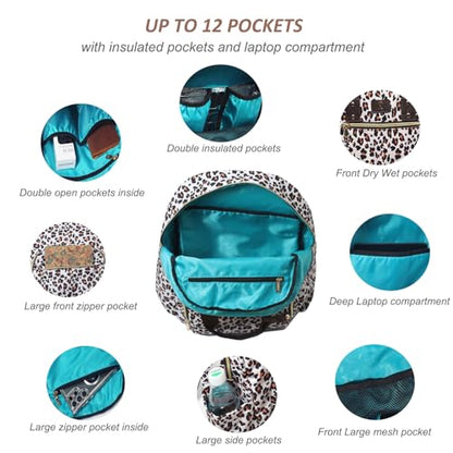 ESVAN Diaper Bag Backpack, Large Capacity Multifunction Baby Essentials Fashion Travel Pack Linen Canvas office Laptop Bag (Canvas leopard print) - color: Canvas Leopard Print