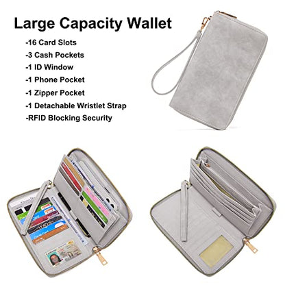 Soperwillton Women Backpack Purse Multipurpose Design Handbags Shoulder Bag PU Leather Travel bag Backpack Set 2pcs - color: Grey