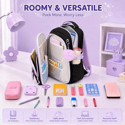 Bluboon Kids Backpack Boys Camo Bookbag Teens Elementary School Bag Daypack Travel Back Pack Middle school (Purple Black) - color: Purple Black